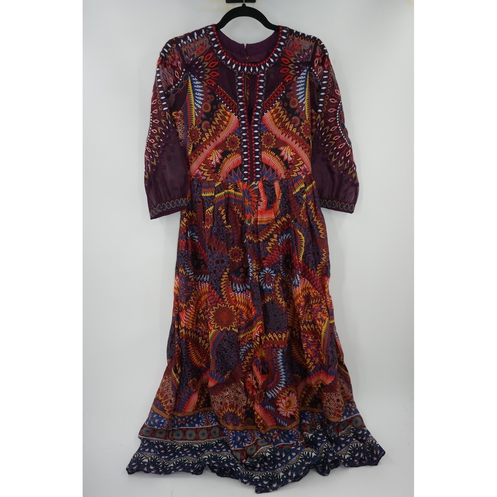 By Anthropologie Maren Maxi Dress Womens 4P Multicolor Embroidered Boho Festival
